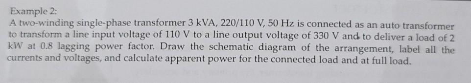 Solved Example 2: A two-winding single-phase transformer 3 | Chegg.com