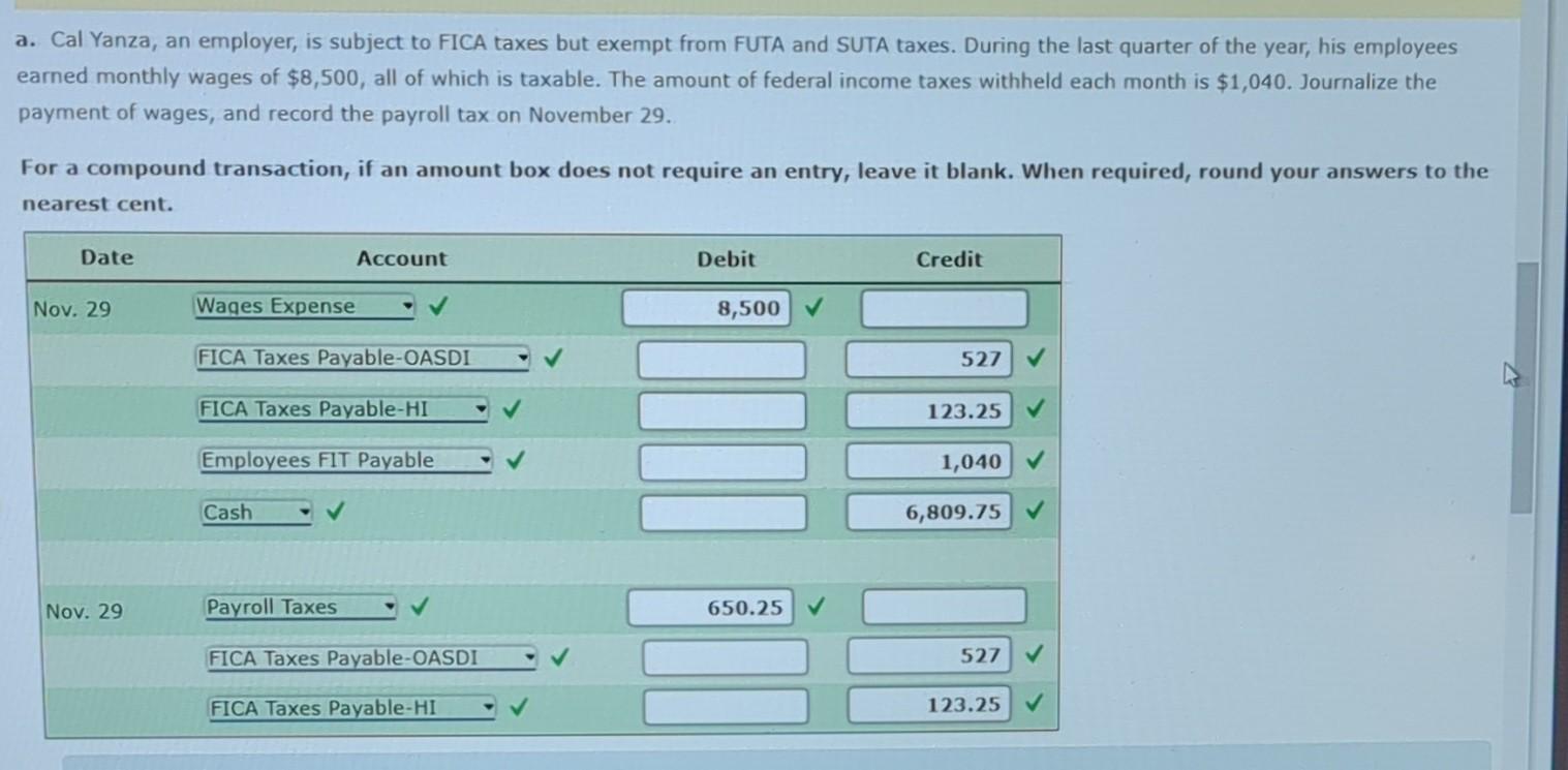 Solved A. Cal Yanza, An Employer, Is Subject To FICA Taxes | Chegg.com