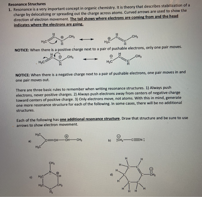 Solved Resonance Structures 1. Resonance is a very important | Chegg.com