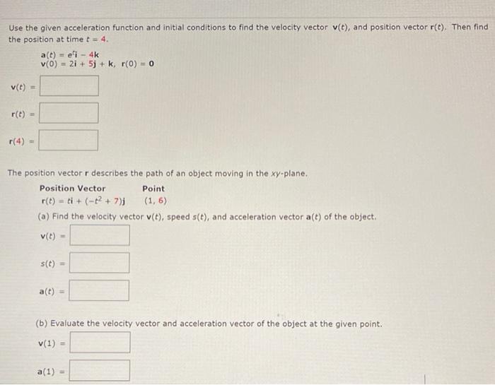 Solved Use the given acceleration function and initial | Chegg.com