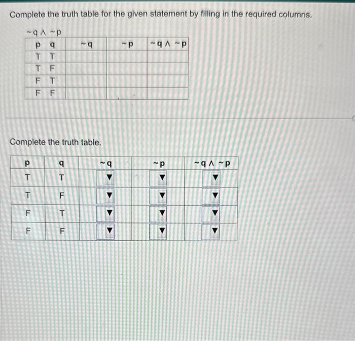 Solved Complete the truth table for the given statement by | Chegg.com