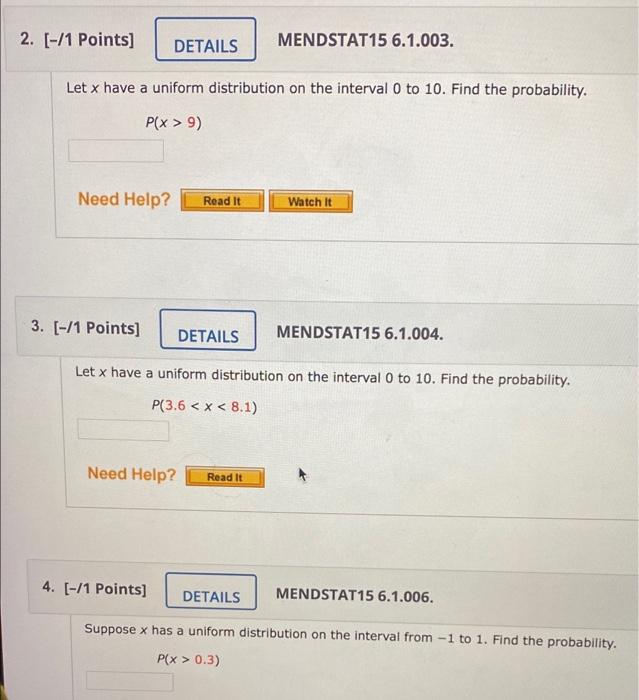 Solved 2 1 Points DETAILS MENDSTAT15 6 1 003 Let X Chegg