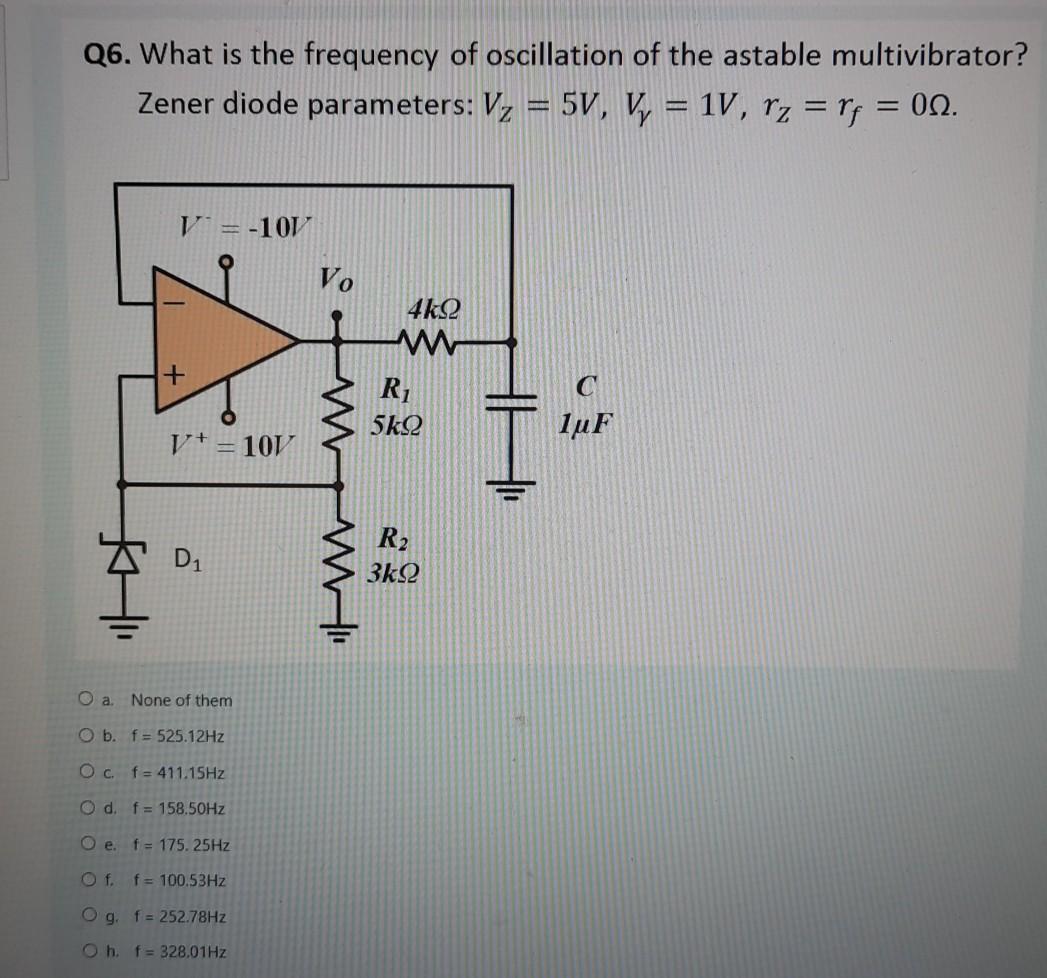 Solved Q6. What is the frequency of oscillation of the | Chegg.com