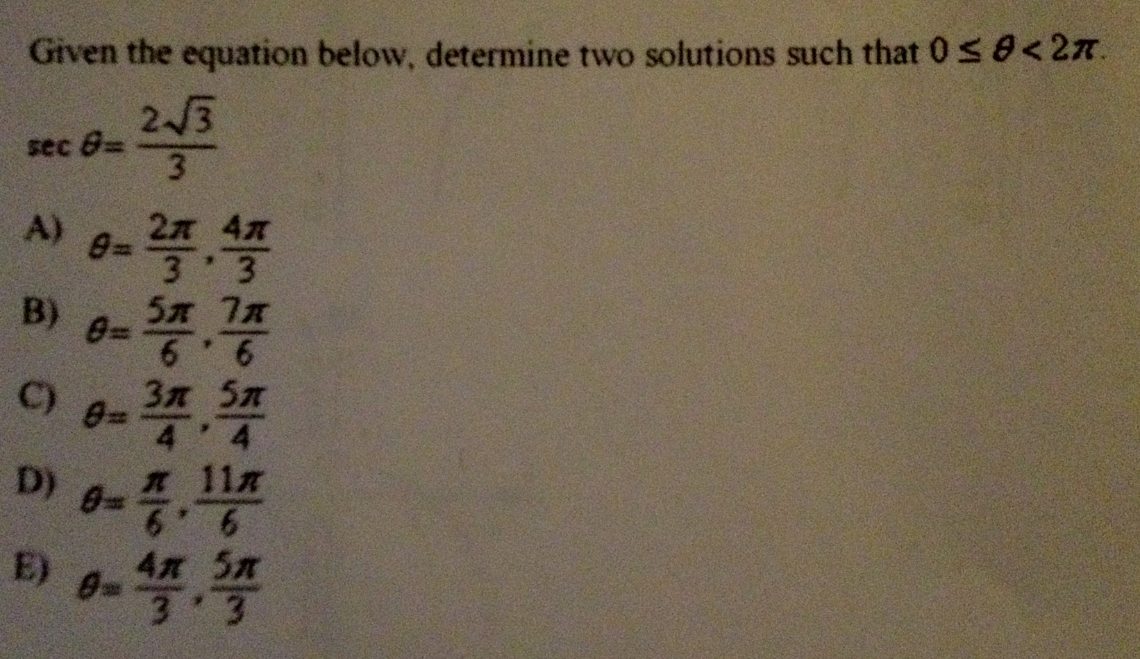 Given The Equation Below Determine Two Solutions Chegg 