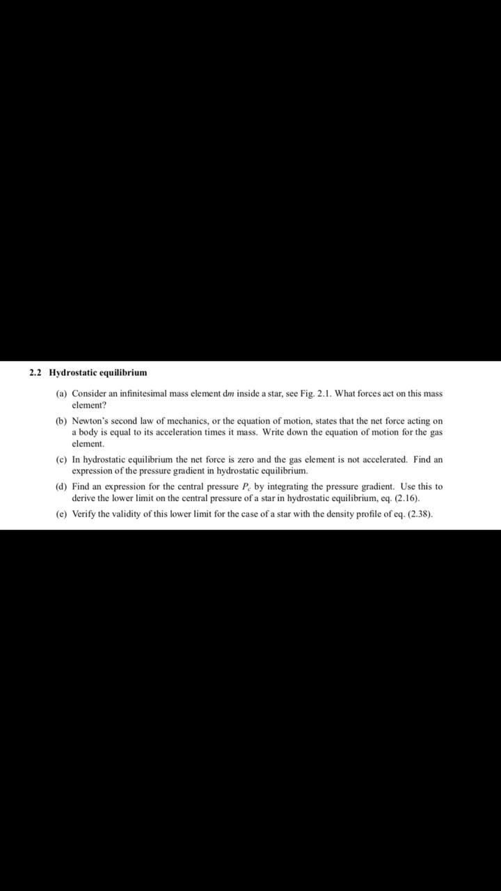 Solved 2.2 Hydrostatic equilibrium (a) Consider an | Chegg.com