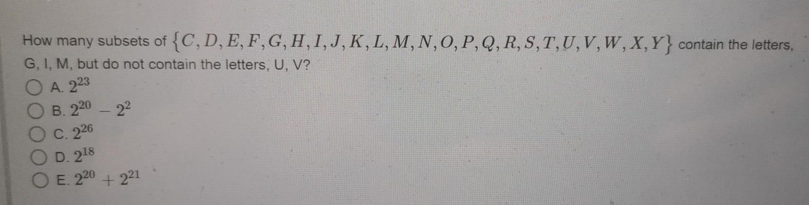 Solved How Many Subsets Of C D E F G H I J K L M N O P Q Chegg Com