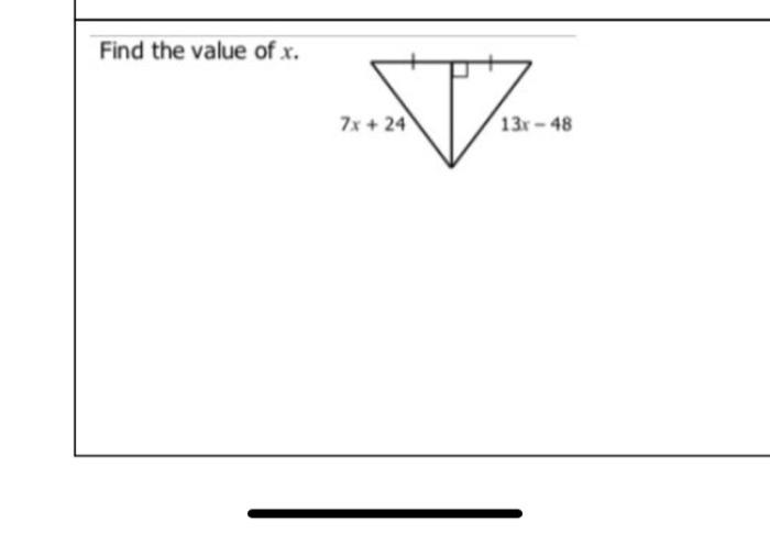 4x-28=-24. what is the value of x-7