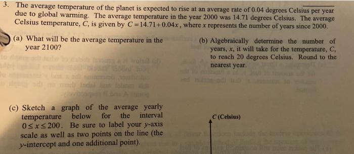 Solved 3. The average temperature of the planet is expected | Chegg.com