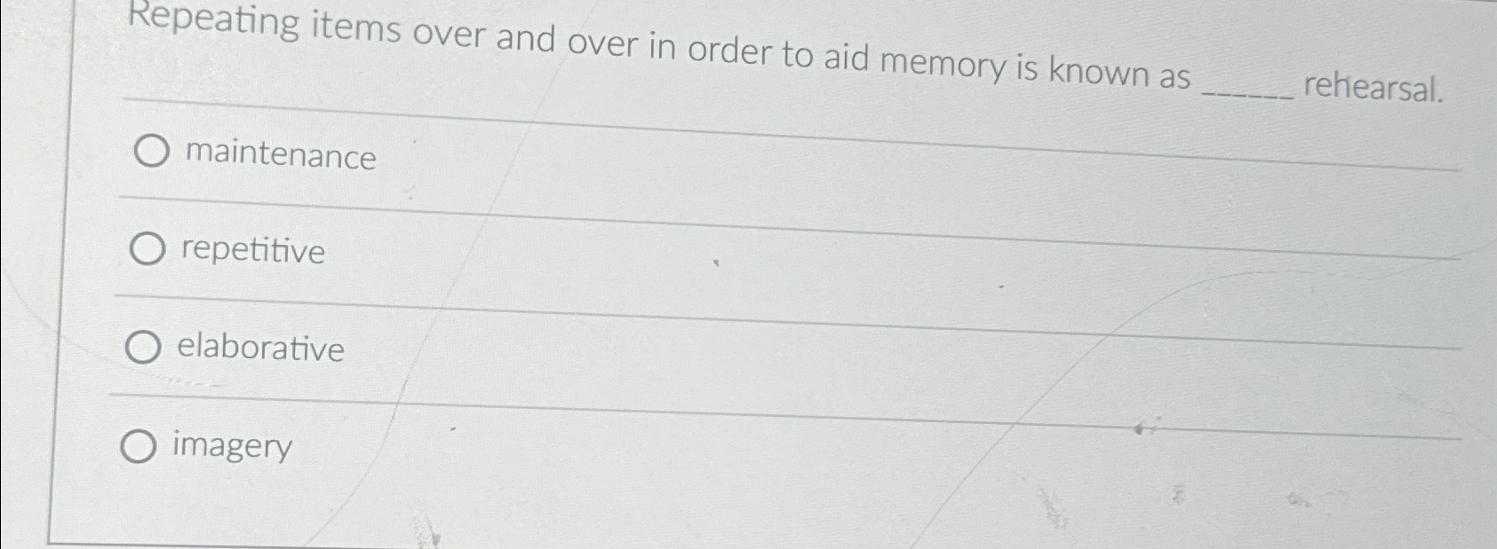 Solved Repeating items over and over in order to aid memory