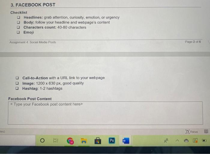 3 Facebook Post Checklist Headlines Grab Attenti Chegg Com