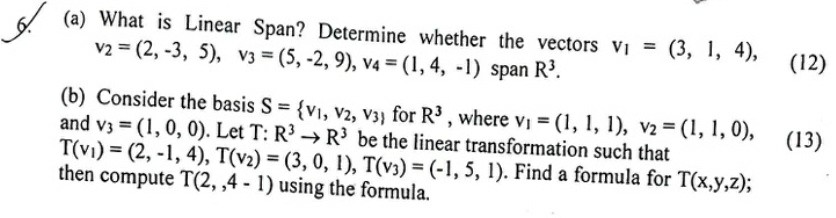 Solved d (a) What is Linear Span? Determine whether the | Chegg.com