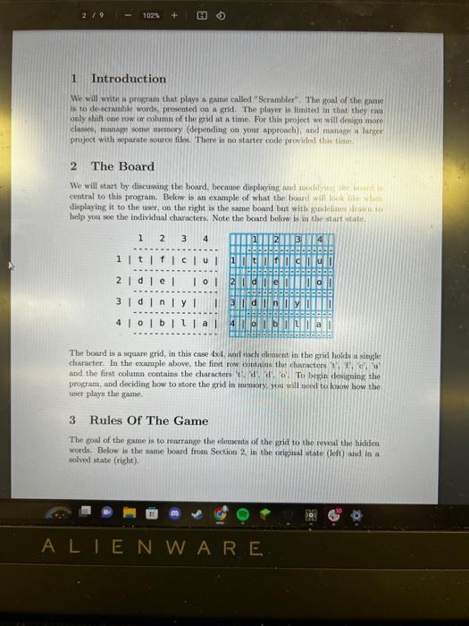 Solved 1. Introduction We will write is presrats that plays | Chegg.com