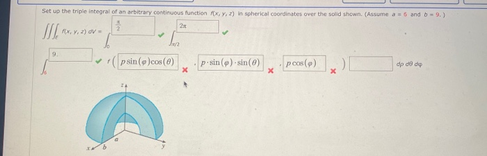 Solved Set up the triple integral of an arbitrary continuous | Chegg.com