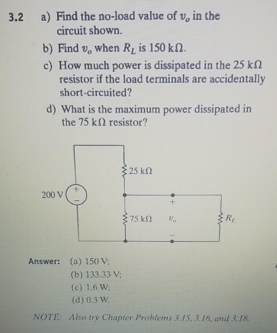 Solved 3 2 A Find The No Load Value Of V In The Circuit Chegg Com