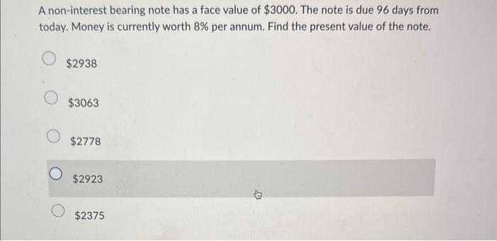 Solved A non interest bearing note has a face value of Chegg