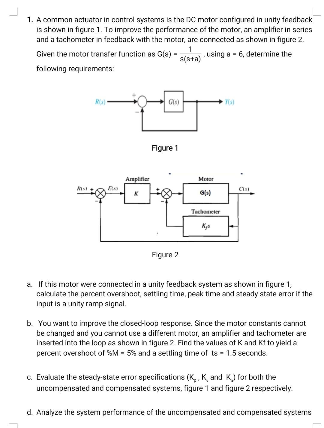Solved 1. A common actuator in control systems is the DC | Chegg.com