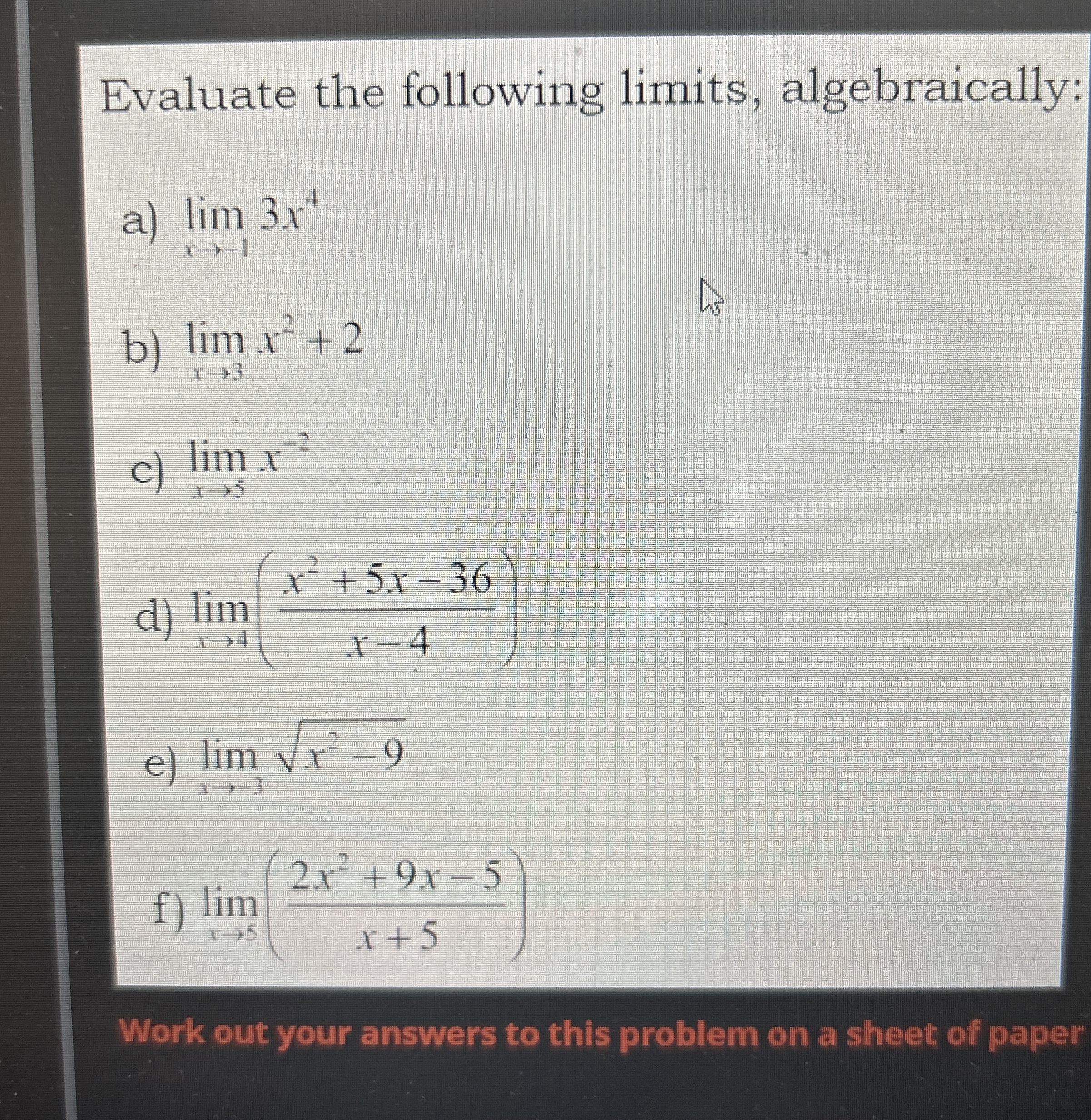 Solved Evaluate the following limits, | Chegg.com