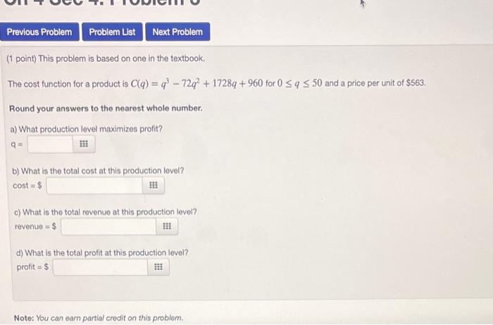 Solved (1 point) This problem is based on one in the | Chegg.com