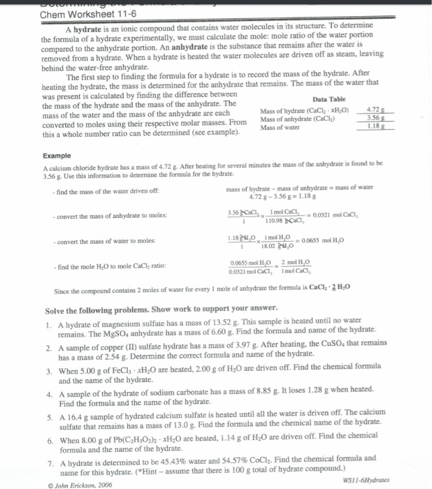 Solved Experiment 5 Formula of a Hydrated Salt Objectives 1. | Chegg.com