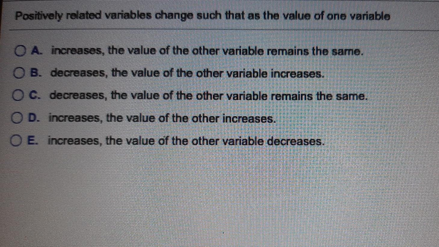 Solved Positively related variables change such that as the | Chegg.com
