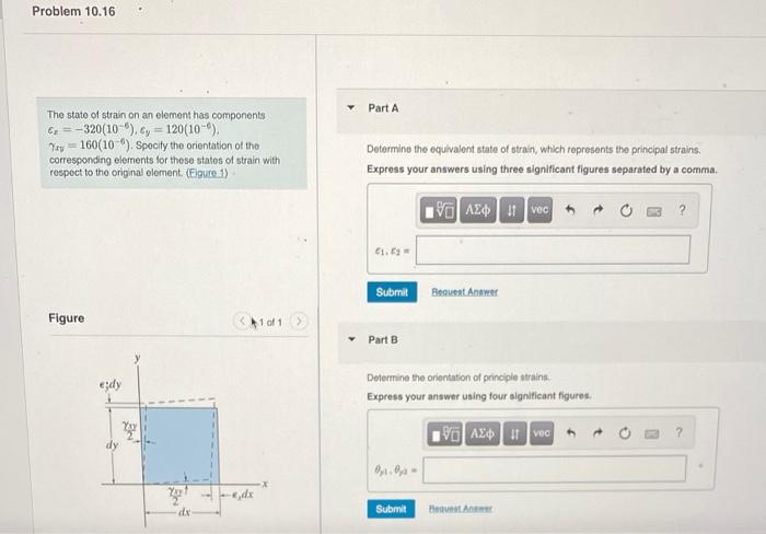 Solved The state of strain on an element has components | Chegg.com