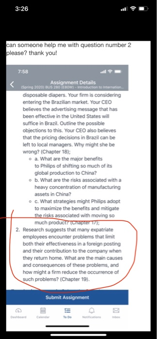Solved 3:26 can someone help me with question number 2 | Chegg.com