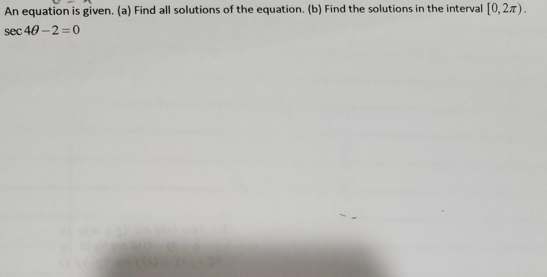 Solved An equation is given. (a) Find all solutions of the | Chegg.com