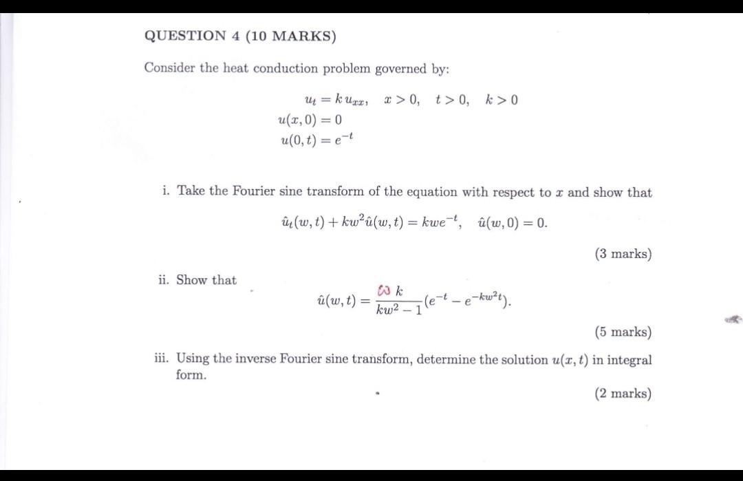 Solved Question 4 10 Marks Consider The Heat Conduction Chegg Com