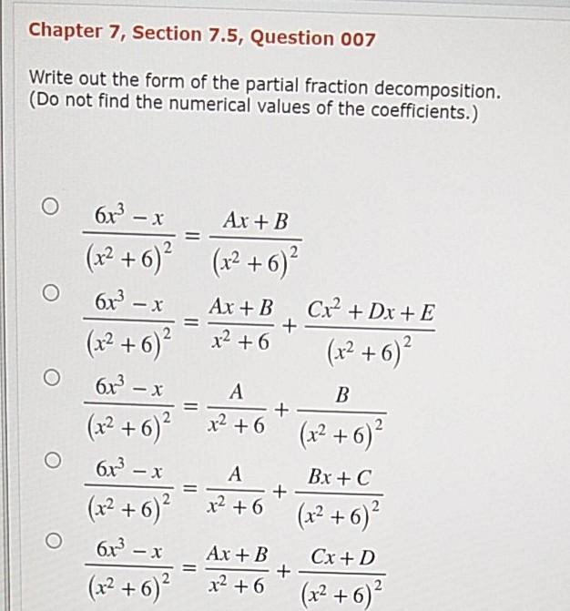 Solved Chapter 7, Section 7.5, Question 007 Write Out The | Chegg.com