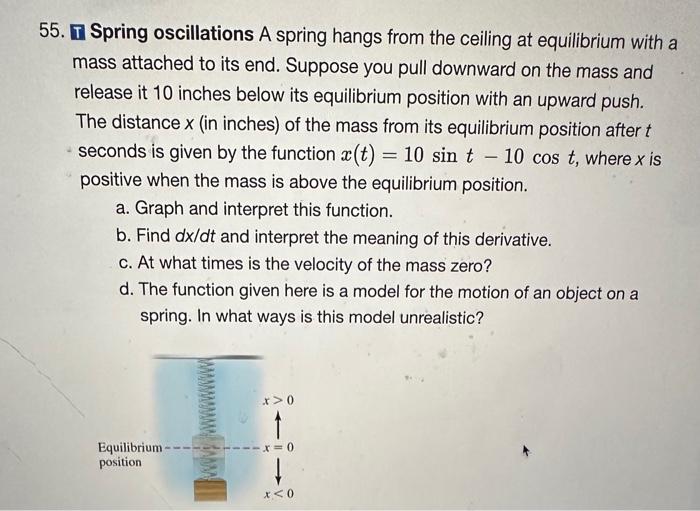 Solved 55. IT Spring oscillations A spring hangs from the | Chegg.com