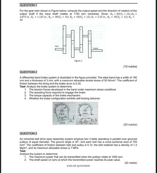 Solved QUESTION 1For the gear train shown in Figure below, | Chegg.com