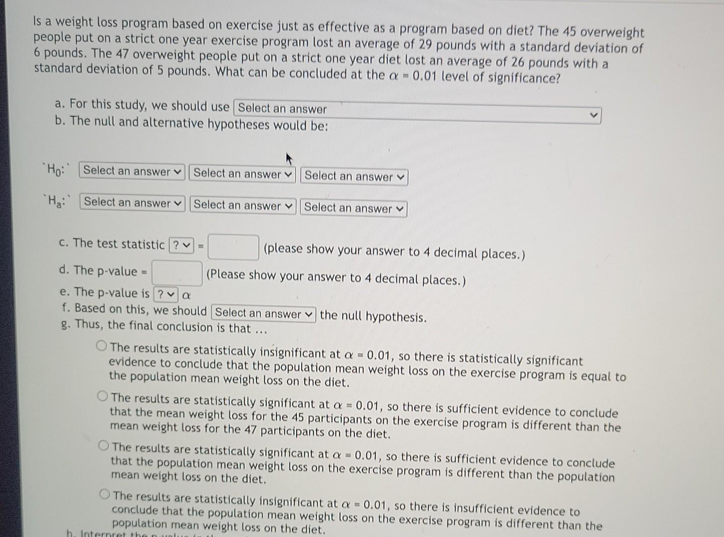 Solved Is a weight loss program based on exercise just as | Chegg.com