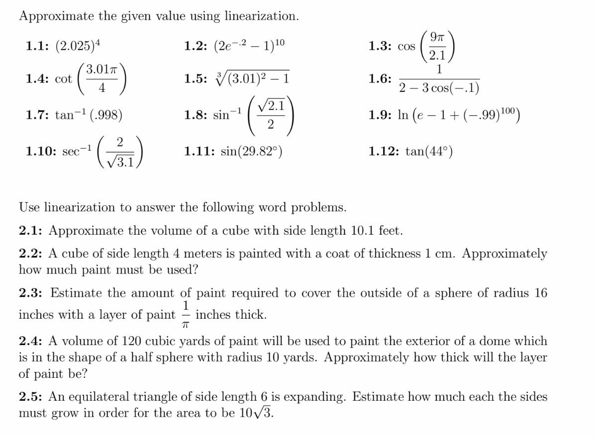 Solved Approximate The Given Value Using Linearization. | Chegg.com