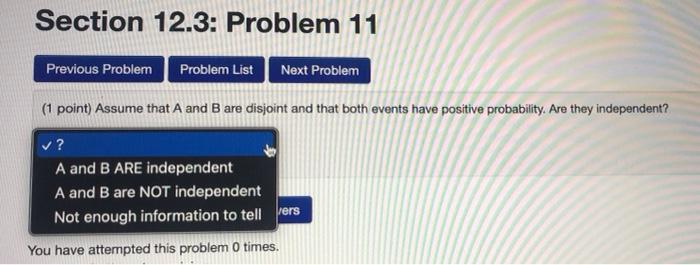 Solved Section 12.3: Problem 11 Previous Problem Problem | Chegg.com
