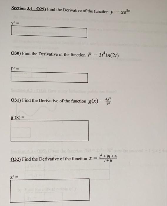 Solved Section 3.4 - 029) Find the Derivative of the | Chegg.com