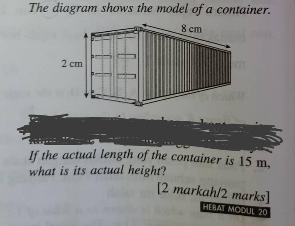 Solved The Diagram Shows The Model Of A Container 8 Cm 2 Cm Chegg Com