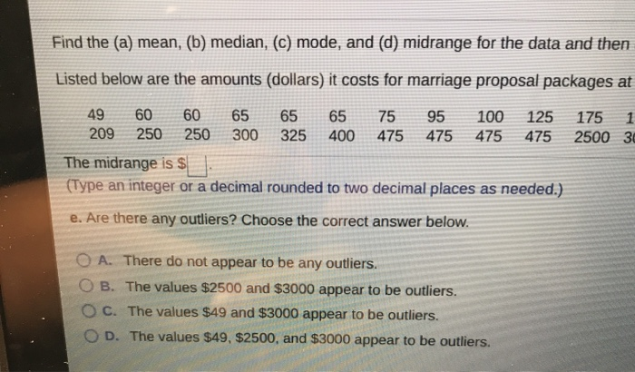 Solved Find The (a) Mean, (b) Median, (c) Mode, And (d) | Chegg.com