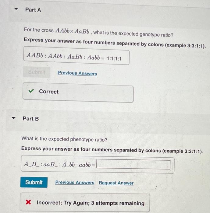 Solved Cannot Figure Out Part B, Anwers Are Not1:1:1:1, | Chegg.com