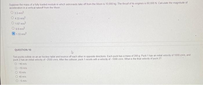 Solved Suppose The Mass Of A Fully Loaded Module In Which 