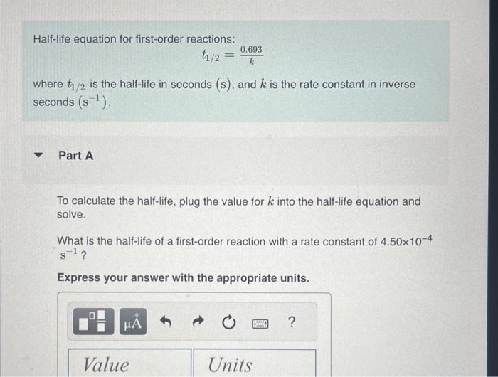 Solved Halflife equation for firstorder reactions