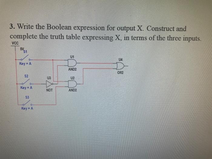Solved 3. Write the Boolean expression for output X. | Chegg.com