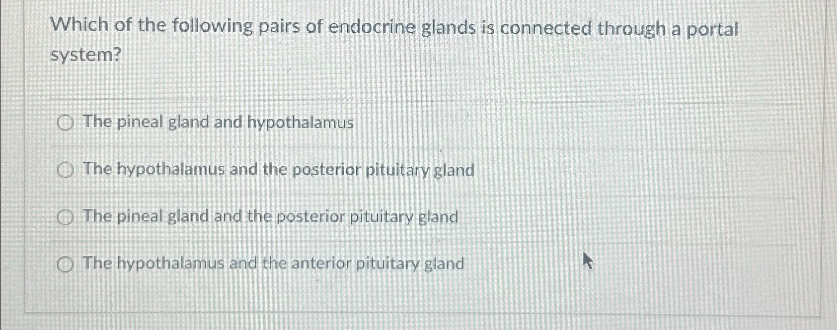 Solved Which of the following pairs of endocrine glands is | Chegg.com