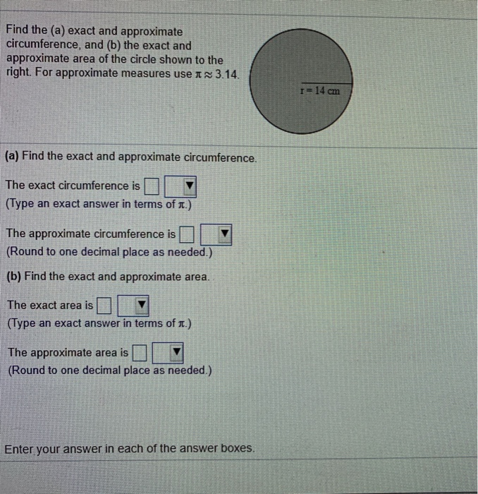 how to find the exact and approximate circumference of a circle