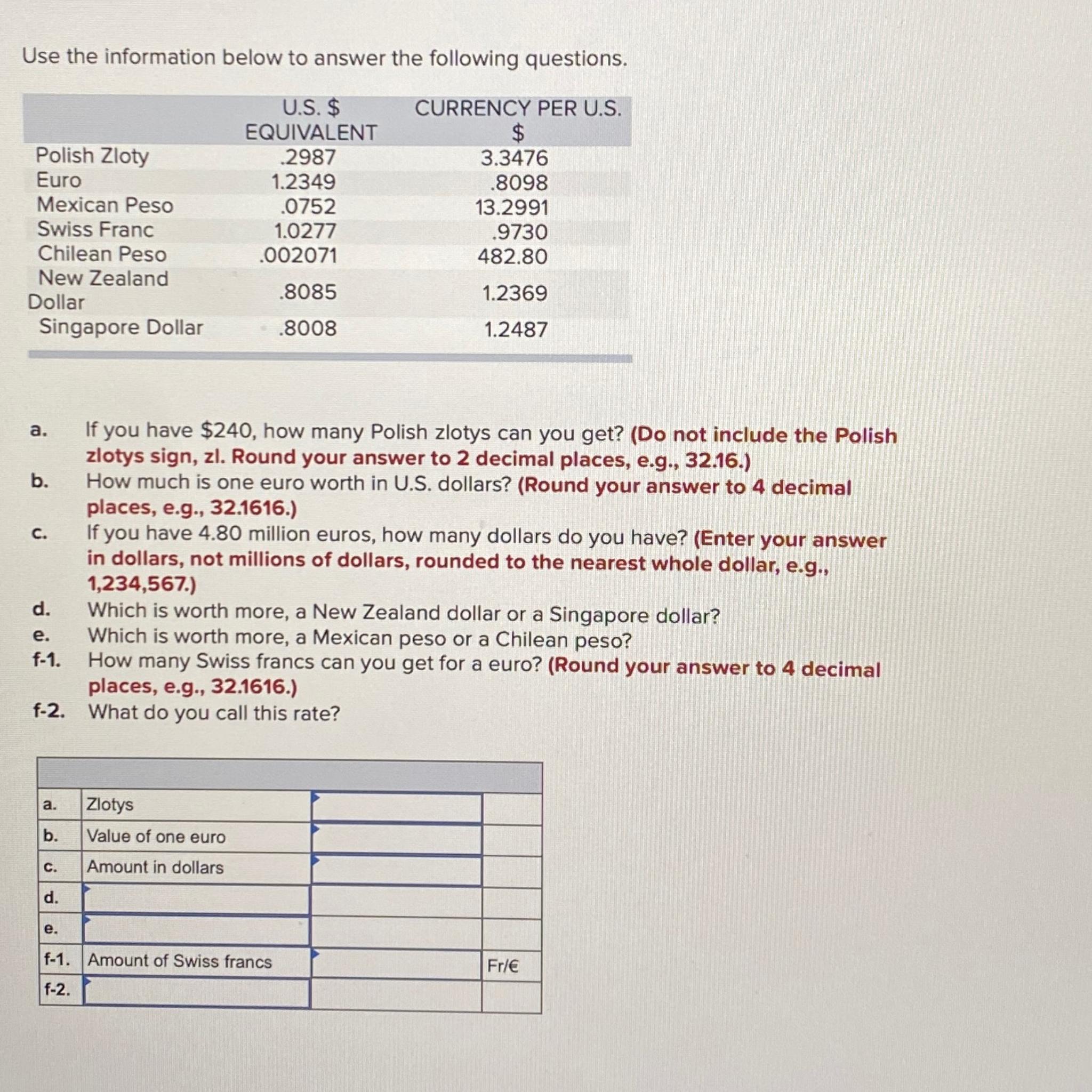 Solved Use the information below to answer the following | Chegg.com