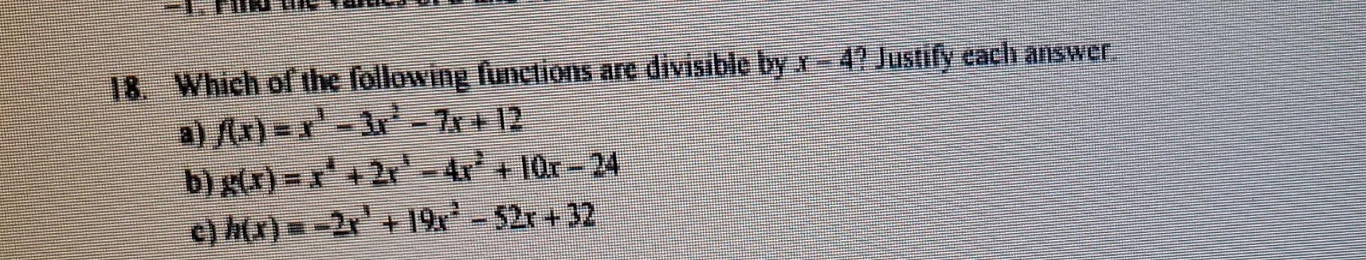 Divisible Function Solved 18. Which of the following functions are divisible by | Chegg.com