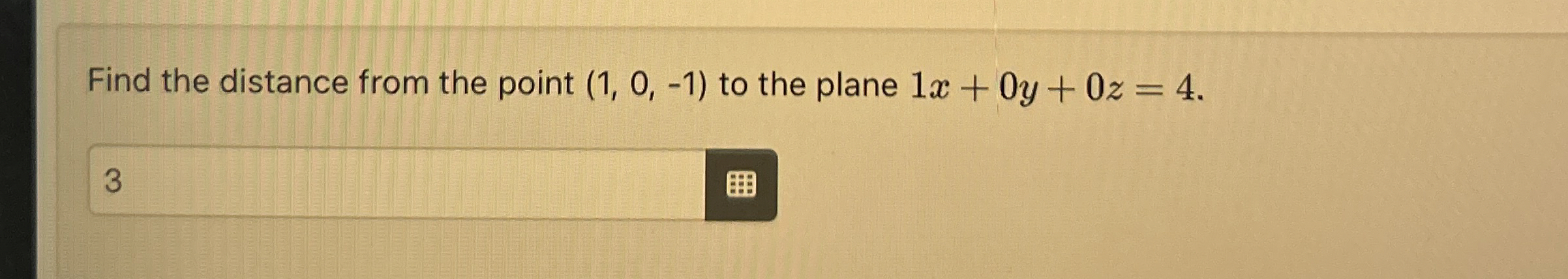 Solved Find the distance from the point (1,0,-1) ﻿to the | Chegg.com