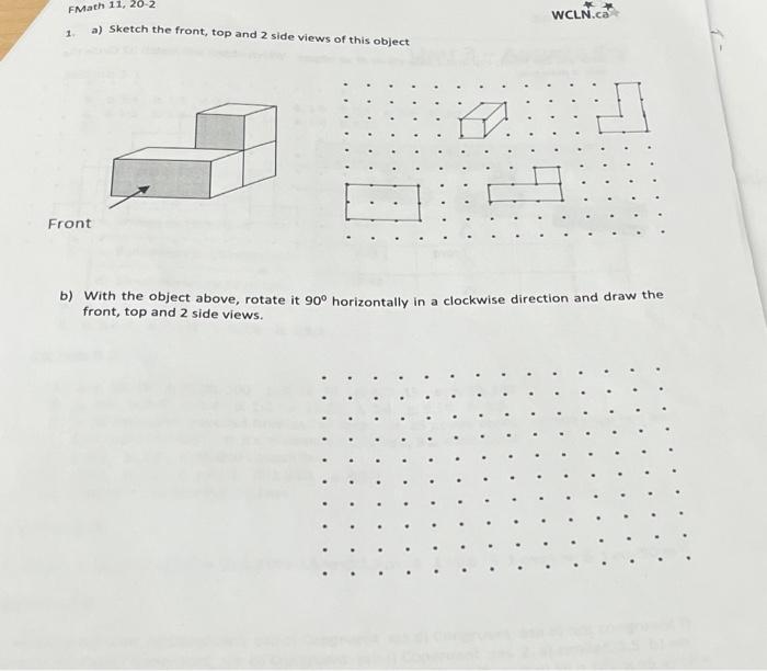 Solved FMath 11, 20-2 a) Sketch the front, top and 2 side | Chegg.com