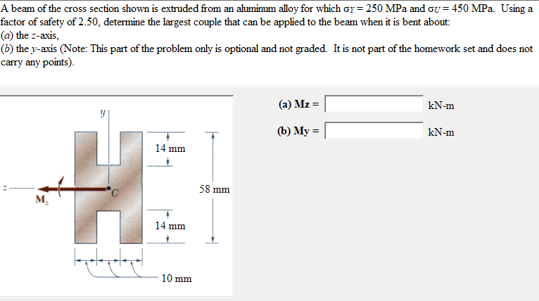 Solved A beam of the cross section shown is extruded from an | Chegg.com