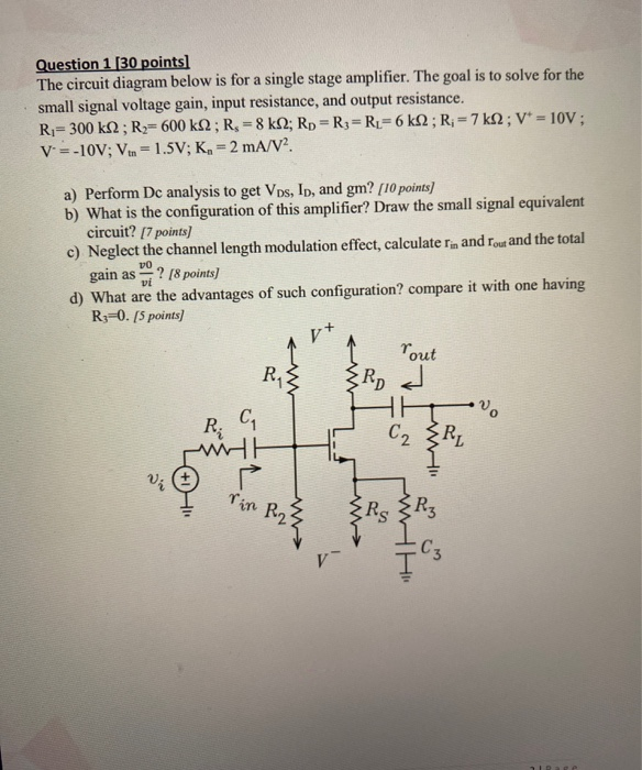 Solved Question 1 (30 points) The circuit diagram below is | Chegg.com