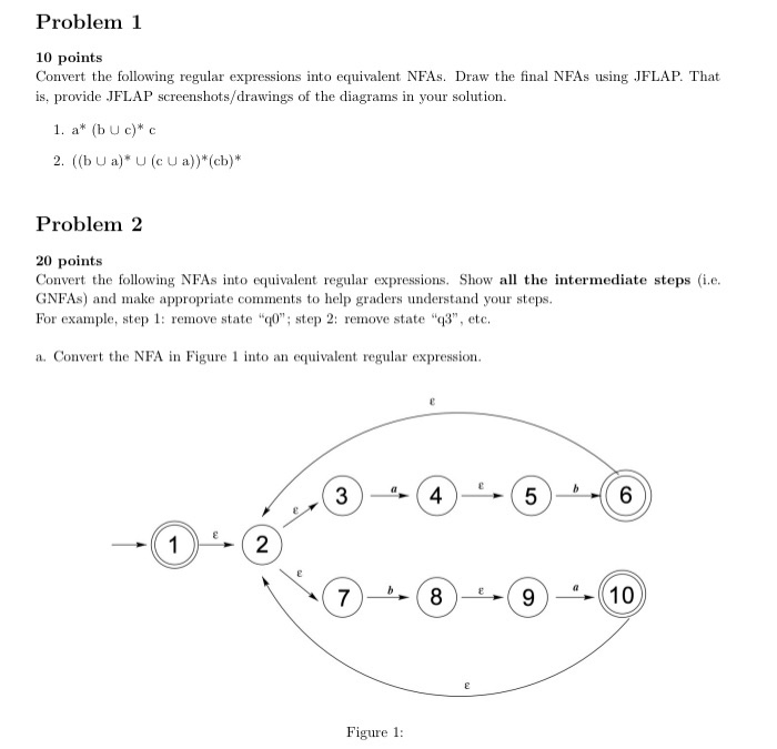 Solved Problem 1 10 Points Convert The Following Regular | Chegg.com